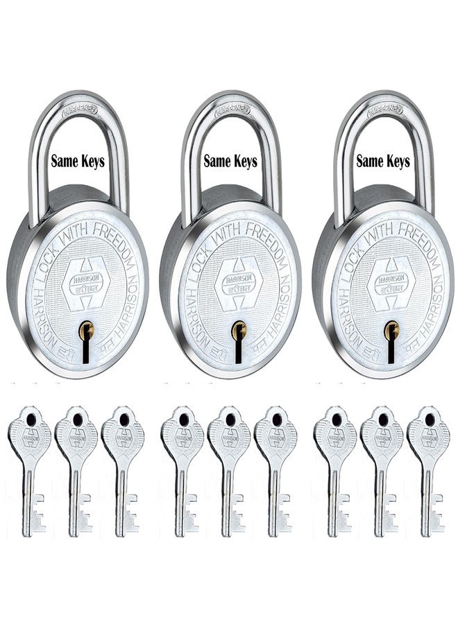 Harrison Padlocks Buy 2 Get 1 Free/ 0339 Premium Round Padlock 65mm T-26-BCP-0278 with 9 Common Keys/Padlock, Padlocks, Locks for Home, Locks for Main Door - Image 1
